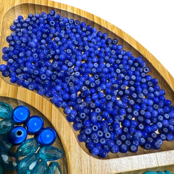 Blue Bead Lot - Glass Acrylic Resin Charms Peace Signs Stars Mixed Shapes - Picture 6 of 9